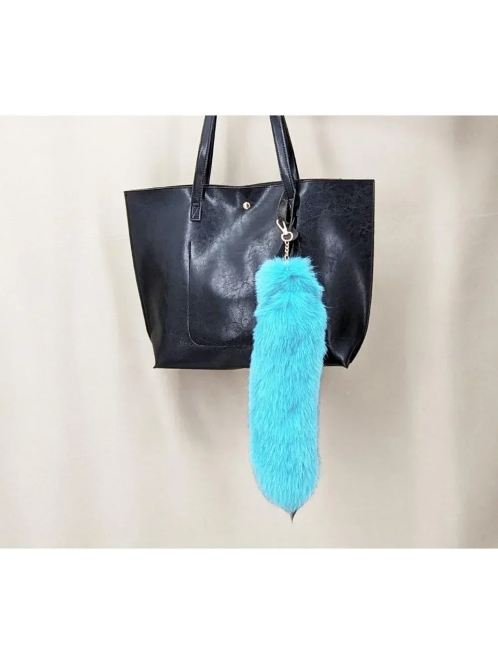 Women's Lake Blue Pendant Cosplay Costume Halloween Furry Tails Keychain Handbag
